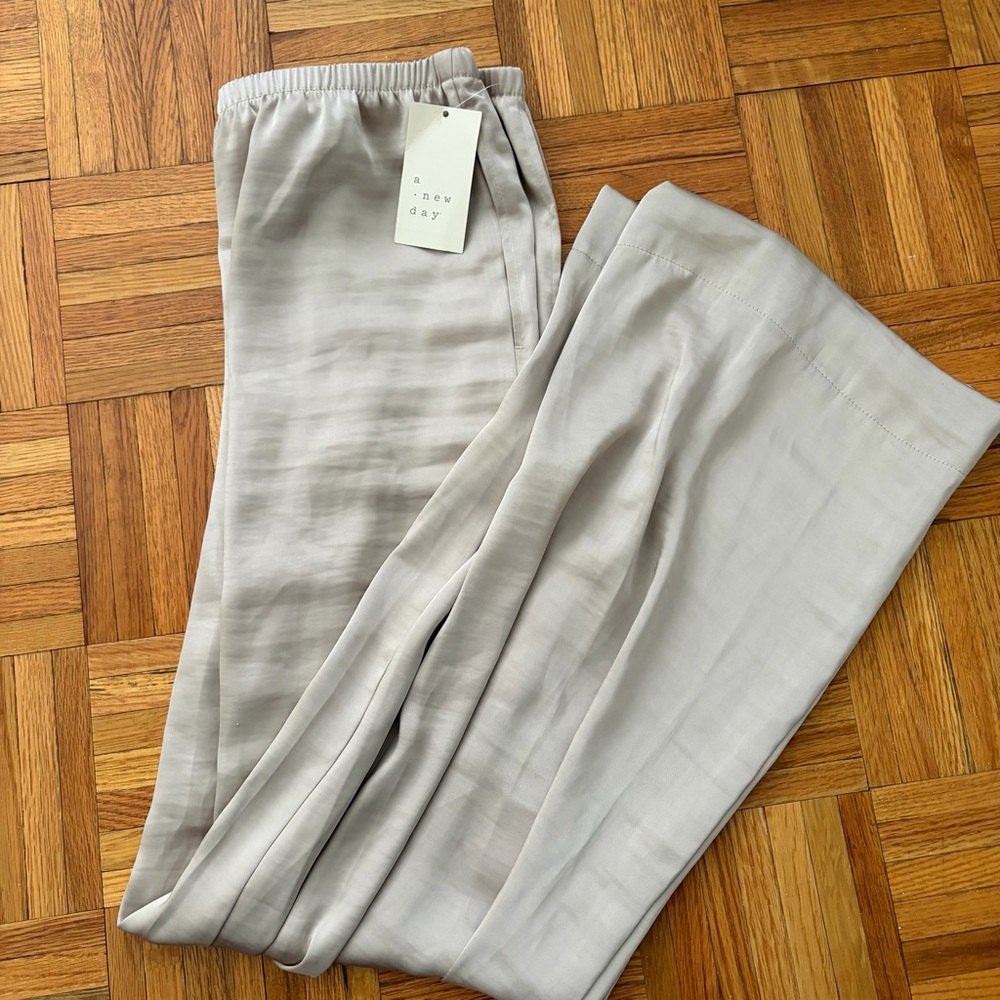 NWT champagne colored satin pants